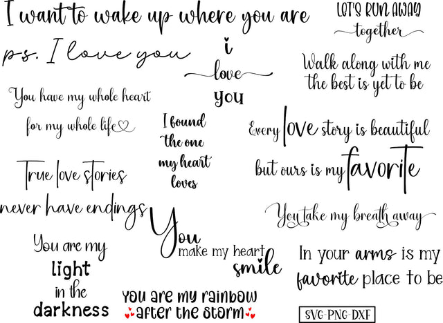 Love phrases bundle SVG Calico Creations Svg 