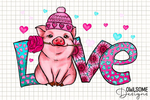 Love Pig Valentine PNG Sublimation Design Sublimation Owlsome.Designs 
