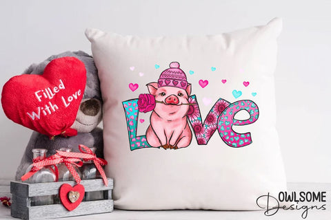 Love Pig Valentine PNG Sublimation Design Sublimation Owlsome.Designs 
