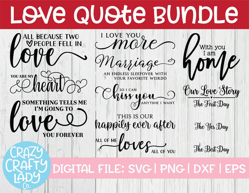 Love Quote SVG Cut File Bundle - So Fontsy