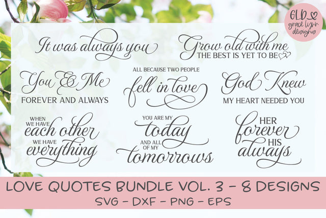 Love Quotes Bundle VOL. 3 - 8 Designs SVG Grace Lynn Designs