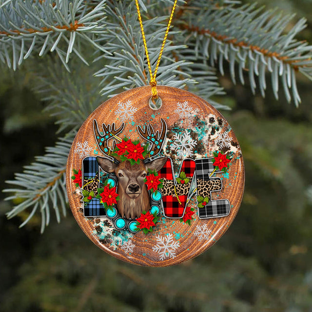 Love Reindeer Xmas Wood Slice Ornament Png, Western Christmas Ornament Png,Round Christmas Ornament, Christmas Ornament Sublimation Download Sublimation CaldwellArt 