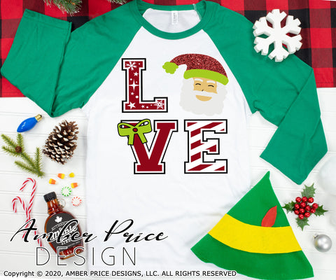 LOVE Santa SVG | Love Christmas SVG PNG DXF | Christmas SVG | Kid's Winter Shirt SVG | Holiday Home Decor SVG Amber Price Design 