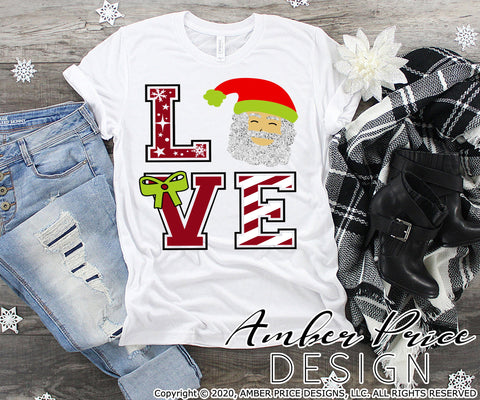 LOVE Santa SVG | Love Christmas SVG PNG DXF | Christmas SVG | Kid's Winter Shirt SVG | Holiday Home Decor SVG Amber Price Design 
