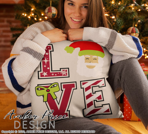LOVE Santa SVG | Love Christmas SVG PNG DXF | Christmas SVG | Kid's Winter Shirt SVG | Holiday Home Decor SVG Amber Price Design 