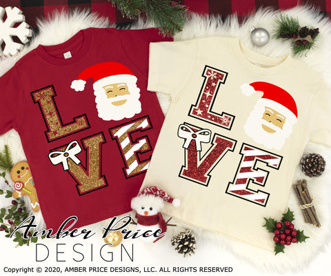 LOVE Santa SVG | Love Christmas SVG PNG DXF | Christmas SVG | Kid's Winter Shirt SVG | Holiday Home Decor SVG Amber Price Design 