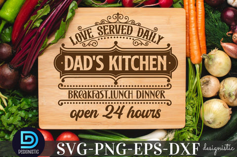 Love served daily Mom's kitchen breakfast. lunch dinner open 24 hours, Kitchen SVG SVG DESIGNISTIC 