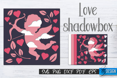 Love Shadowbox svg, Shadow Box SVG, 3D layer Lightbox SVG 6 SVG Fly Design 