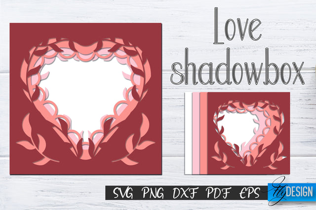 Love Shadowbox svg, Shadow Box SVG, 3D layer Lightbox SVG v2 SVG Fly Design 