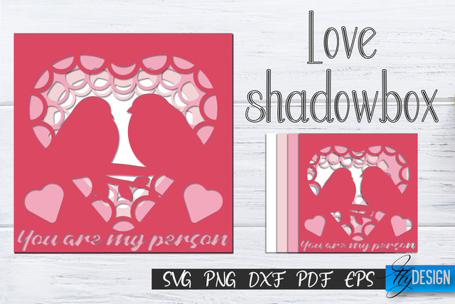Love Shadowbox svg, Shadow Box SVG, 3D layer Lightbox SVG v4 SVG Fly Design 