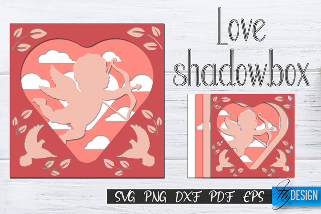 Love Shadowbox svg, Shadow Box SVG, 3D layer Lightbox SVG v5 SVG Fly Design 
