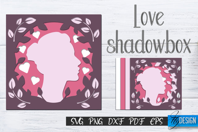 Love Shadowbox svg, Shadow Box Woman SVG, 3D Lightbox SVG SVG Fly Design 