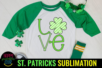 Love Shamrock Sublimation- St Patricks Sublimation PNG Sublimation Happy Printables Club 
