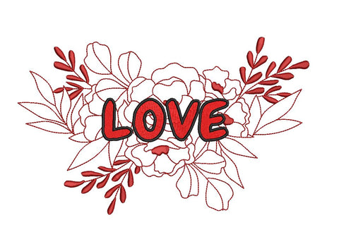 LOVE sign with Flowers Machine Embroidery design Embroidery/Applique DESIGNS Canada Embroidery 