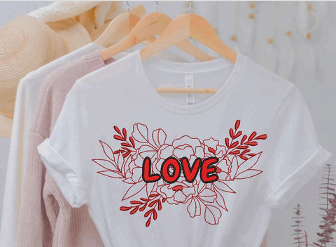 LOVE sign with Flowers Machine Embroidery design Embroidery/Applique DESIGNS Canada Embroidery 