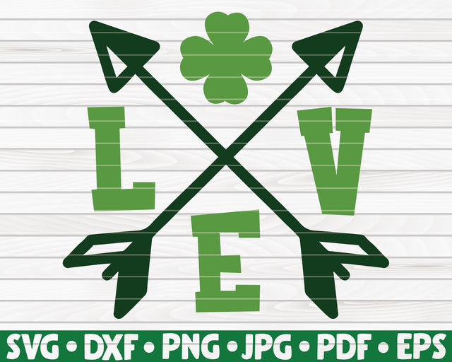 Love sign with shamrock and arrows SVG | St. Patrick's Day SVG HQDigitalArt 