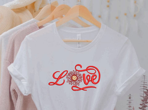 LOVE sign with sunflower Machine Embroidery design Embroidery/Applique DESIGNS Canada Embroidery 