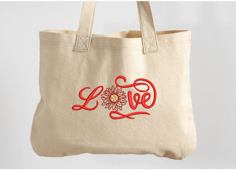 LOVE sign with sunflower Machine Embroidery design Embroidery/Applique DESIGNS Canada Embroidery 