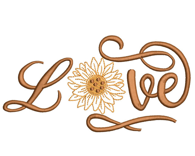 LOVE sign with sunflower Machine Embroidery design Embroidery/Applique DESIGNS Canada Embroidery 