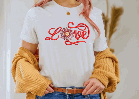 LOVE sign with sunflower Machine Embroidery design Embroidery/Applique DESIGNS Canada Embroidery 