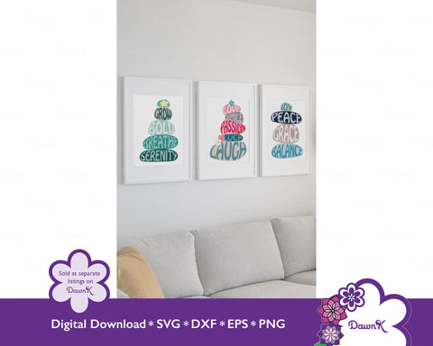 Love Smile Passion Luck Laugh SVG Rock Cairn with Flowers SVG DawnKDesigns 