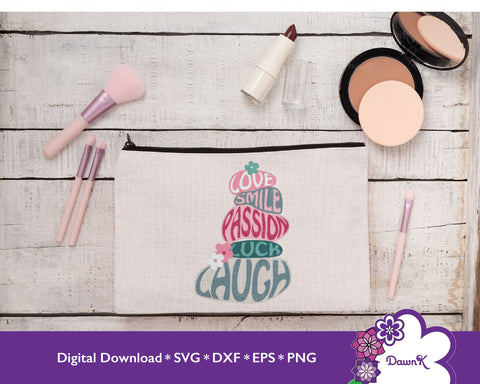 Love Smile Passion Luck Laugh SVG Rock Cairn with Flowers SVG DawnKDesigns 