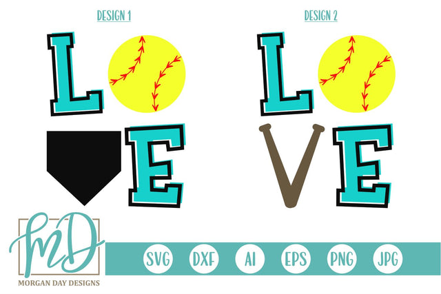 Love Softball Set SVG Morgan Day Designs 