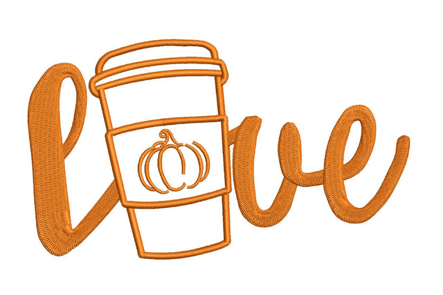Love Spice Pumpkin Latte Coffee Embroidery Design Embroidery/Applique DESIGNS NextEmbroidery 