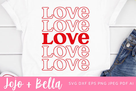 Love Stacked Svg, Love Shadow SVG, Retro Valentines Svg, Love Shirt Svg, Valentines Day Shirt Design Cricut, SIlhouette, Sublimation SVG Jojo&Bella 
