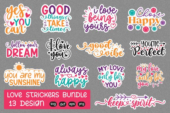 Heart Sticker Bundle  24 Printable Heart Stickers - So Fontsy