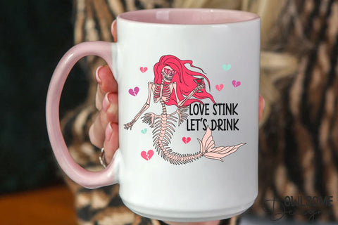 Love Stink Lets Drink Mermaid Valentine Sublimation Owlsome.Designs 