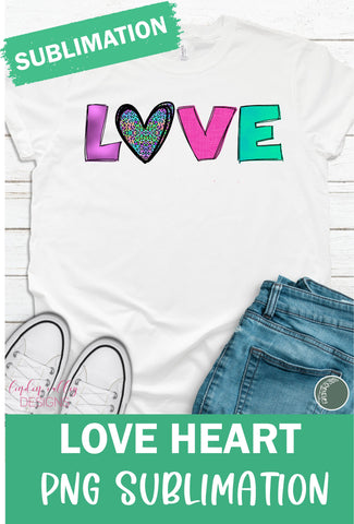 Love Sublimation Desgin-Leopard Heart Sublimation PNG Sublimation Linden Valley Designs 