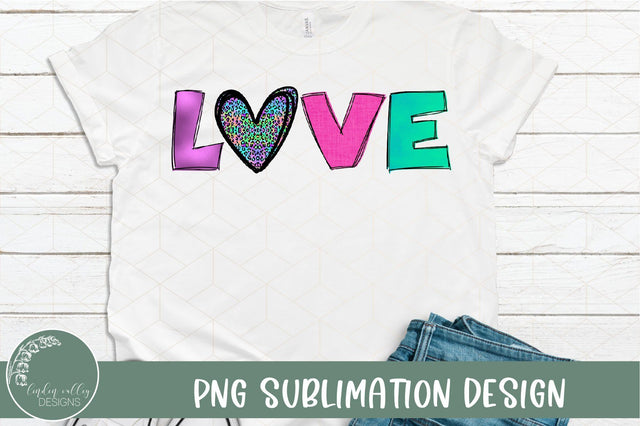 Love Sublimation Desgin-Leopard Heart Sublimation PNG Sublimation Linden Valley Designs 