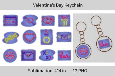 Love Sublimation Keychain. Valentine Keychain Template.Mini-Bundle Sublimation Olga Terlyanskaya 