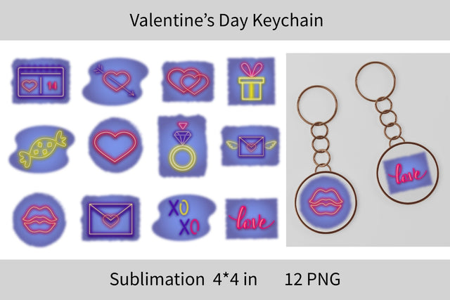 Love Sublimation Keychain. Valentine Keychain Template.Mini-Bundle Sublimation Olga Terlyanskaya 