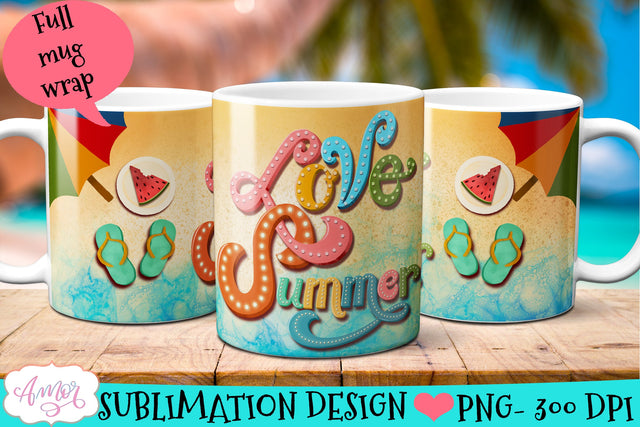 Love Summer Mug Wrap for Sublimation Sublimation Amorclipart 
