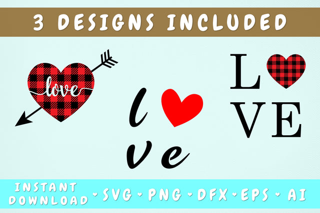 Love SVG - 3 Designs SVG HappyDesignStudio 