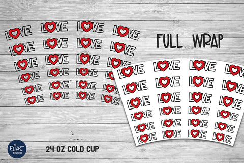 Love SVG Cold Cup Wrap, Full Cup Wrap SVG, Heart SVG. SVG Elinorka 