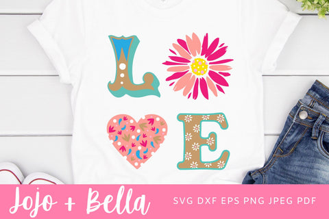 Love SVG file, Love Floral SVG file, Love Flowers SVG, Love cut file, Valentines svg file, I love you svg file, flowers svg, floral vector SVG Jojo&Bella 