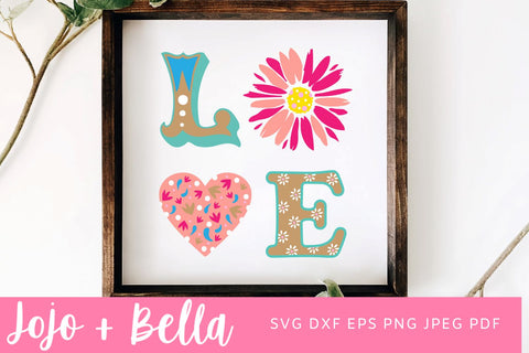 Love SVG file, Love Floral SVG file, Love Flowers SVG, Love cut file, Valentines svg file, I love you svg file, flowers svg, floral vector SVG Jojo&Bella 