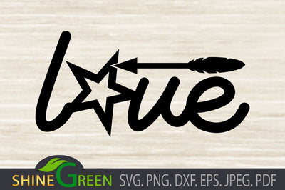 Love SVG for Christmas with Star, Arrow DXF SVG Shine Green Art 