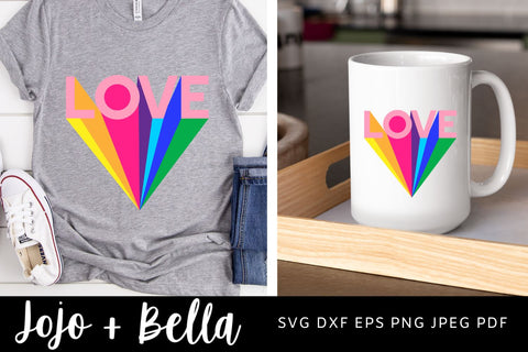 Love Svg, Love Rainbow SVG, Pride Svg, Rainbow LGBQT Svg, Valentine's Shirt Svg, Valentines Day Svg, Svg Designs for Cricut, Sublimation SVG Jojo&Bella 