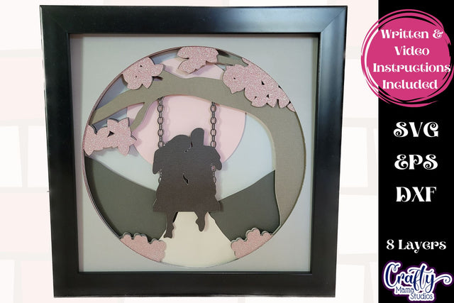 Love Svg Shadow Box, 3D Couple In Love Night Swing SVG SVG Crafty Mama Studios 