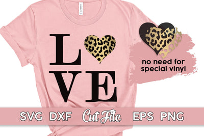 LOVE SVG | Valentine cut file, leopard print heart svg SVG Maggie Do Design 