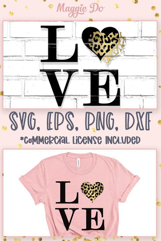 LOVE SVG | Valentine cut file, leopard print heart svg SVG Maggie Do Design 