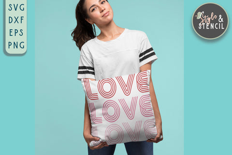 Love SVG - Valentine Shirt SVG - Retro Valentine SVG Style and Stencil 