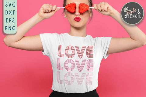 Love SVG - Valentine Shirt SVG - Retro Valentine SVG Style and Stencil 