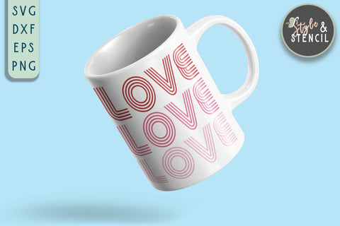 Love SVG - Valentine Shirt SVG - Retro Valentine SVG Style and Stencil 