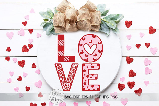 LOVE svg | Valentine's Day SVG | Buffalo Check SVG | Farmhouse Sign | dxf and more! | Printable | Glowforge svg SVG Diva Watts Designs 