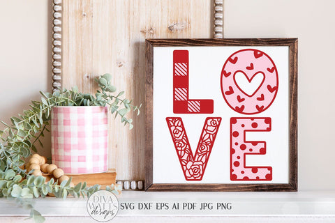 LOVE svg | Valentine's Day SVG | Buffalo Check SVG | Farmhouse Sign | dxf and more! | Printable | Glowforge svg SVG Diva Watts Designs 